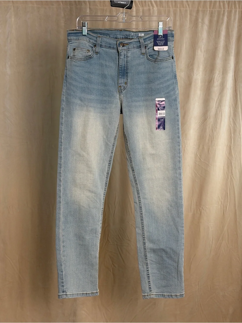 George Light Wash Slim Straight Jeans